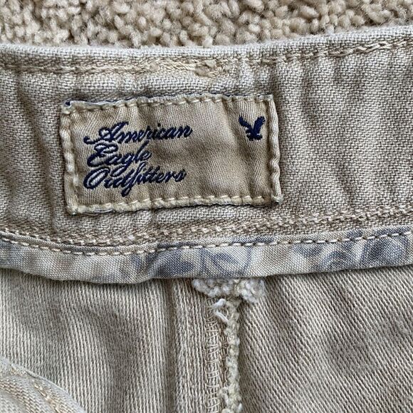 Vintage American Eagle Tan button fly, hiking cargo Shorts Raw Hem size 6 - Picture 5 of 8